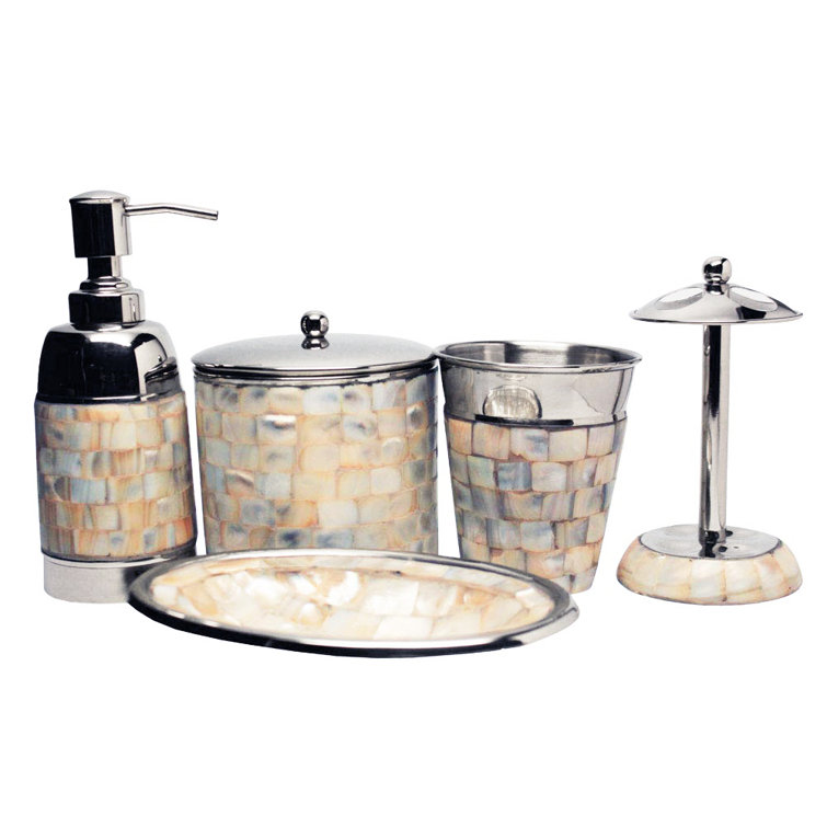 AmberHomeGoods Mother of Pearl 5 Piece Bathroom Accessory Set Wayfair